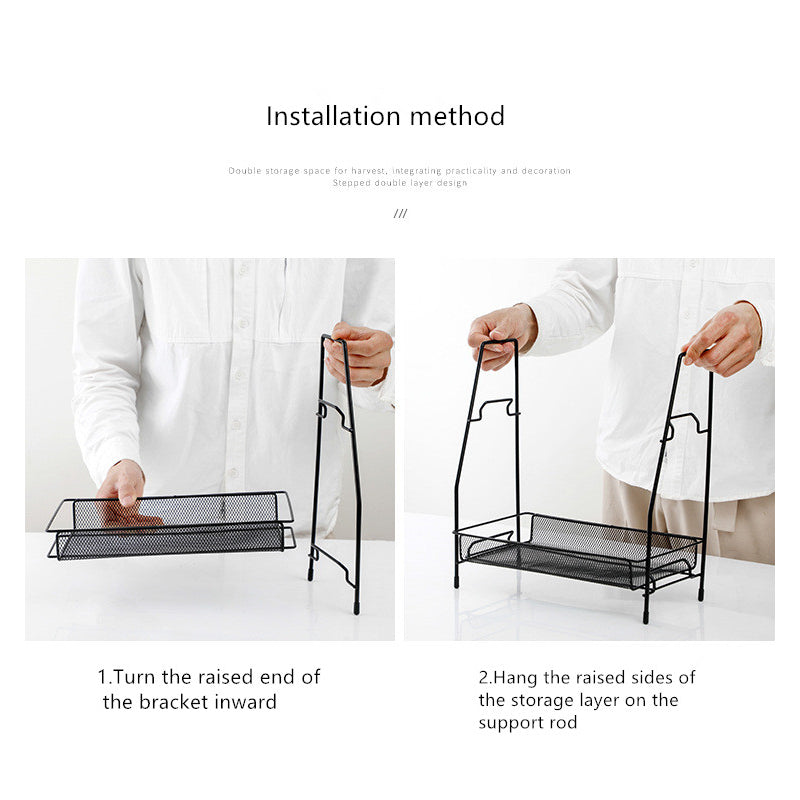 2 Layer Multi-Purpose Mini Portable Iron Organizer Shelf...